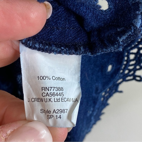 Madewell Iris Lace Denim Chambray Zippered Back Top Tank Size Small - Picture 7 of 11